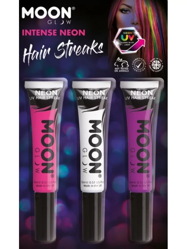 Smiffys 3 Colorations Mèches De Cheveux UV Néon – Moon Glow 1 Smiffys 3 Colorations Mèches De Cheveux UV Néon – Moon Glow