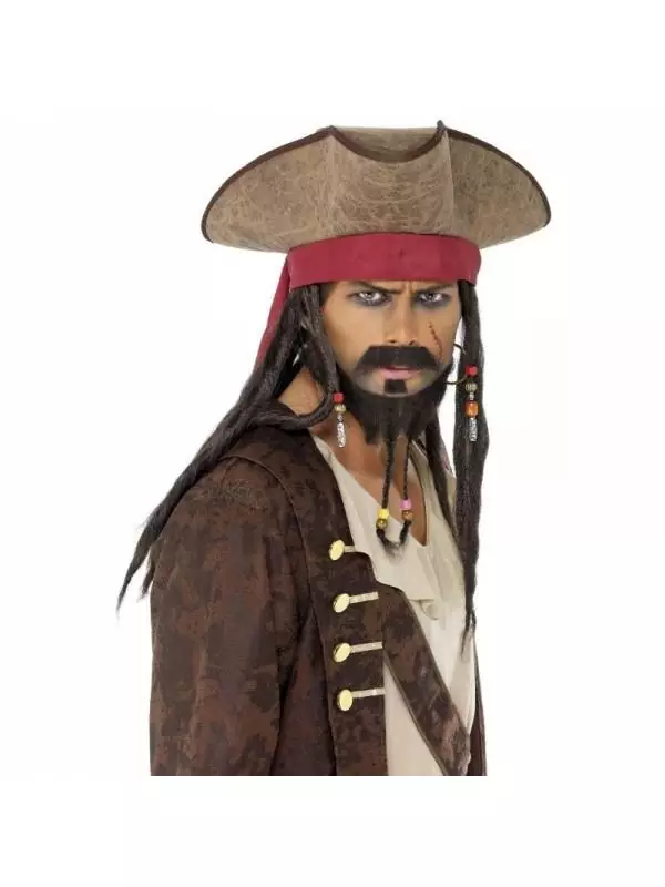 Smiffys Chapeau De Pirate Marron Avec Dreadlocks 1 Smiffys Chapeau De Pirate Marron Avec Dreadlocks