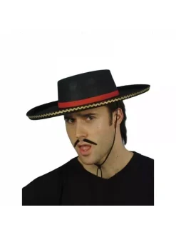 Smiffys Chapeau Espagnol Adulte Noir Galonné