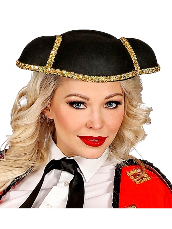 Chapeau Toréador En Feutre Noir Et Galon Doré 2 Chapeau Toréador En Feutre Noir Et Galon Doré – Image 2