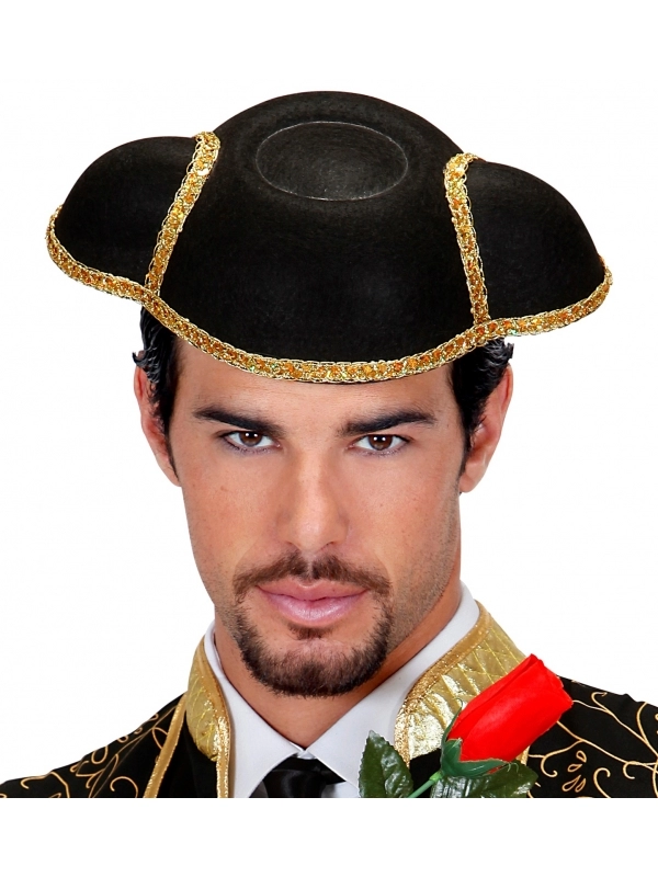 Chapeau Toréador En Feutre Noir Et Galon Doré 3 Chapeau Toréador En Feutre Noir Et Galon Doré – Image 3