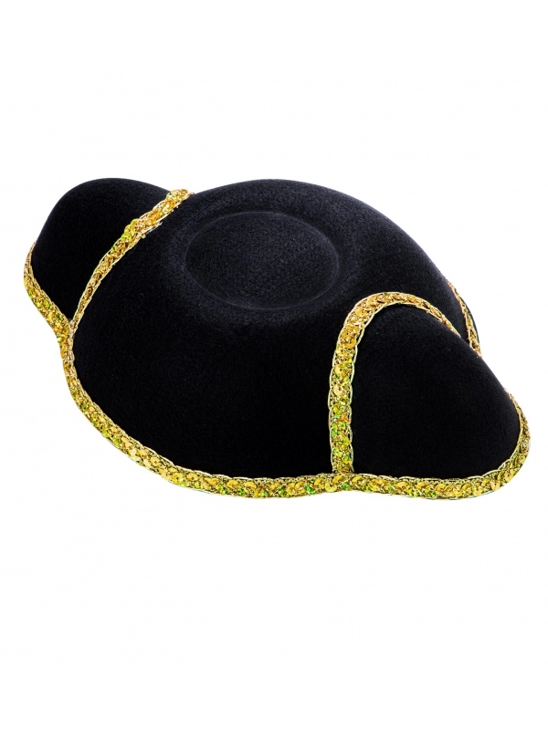 Chapeau Toréador En Feutre Noir Et Galon Doré 1 Chapeau Toréador En Feutre Noir Et Galon Doré