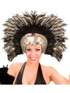 WIDMANN Coiffe Cabaret Sequins Et Plumes Argent