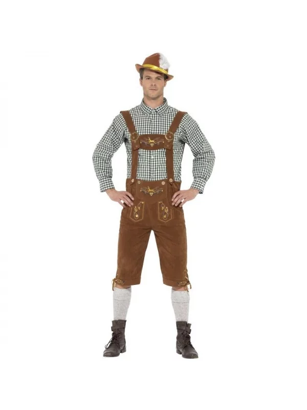 Smiffys Déguisement Bavarois Traditionnel Hanz Homme (short à Bretelles, Chapeau Avec Plume) 1 Smiffys Déguisement Bavarois Traditionnel Hanz Homme (short à Bretelles, Chapeau Avec Plume)