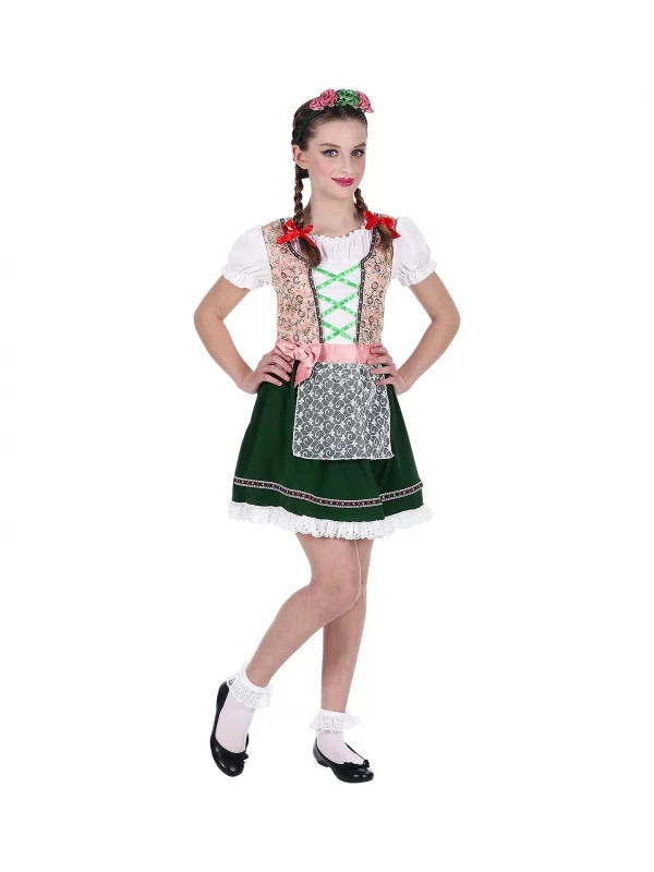 WIDMANN Déguisement Bavaroise Fille, Vert Et Rose (robe, Bandeau à Fleurs) 2 WIDMANN Déguisement Bavaroise Fille, Vert Et Rose (robe, Bandeau à Fleurs) – Image 2