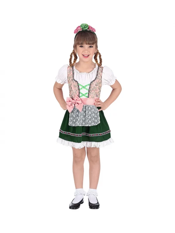 WIDMANN Déguisement Bavaroise Fille, Vert Et Rose (robe, Bandeau à Fleurs) 1 WIDMANN Déguisement Bavaroise Fille, Vert Et Rose (robe, Bandeau à Fleurs)