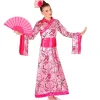 WIDMANN Déguisement Chinoise Enfant Rose (kimono Avec Ceinture, Coiffe)