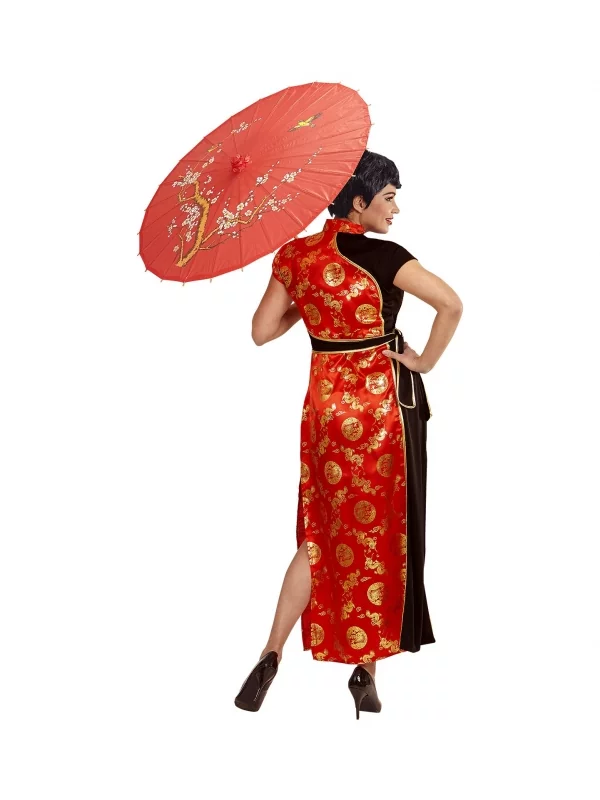 WIDMANN Déguisement Chinoise Femme (robe Rouge Et Noire) 3 WIDMANN Déguisement Chinoise Femme (robe Rouge Et Noire) – Image 3