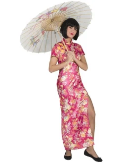 Déguisement Chinoise Femme Rose à Fleurs Du S/M Au L/XL
