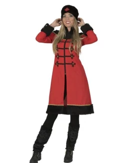 Déguisement Cosaque Femme Rouge Et Noir (manteau Et Chapka)