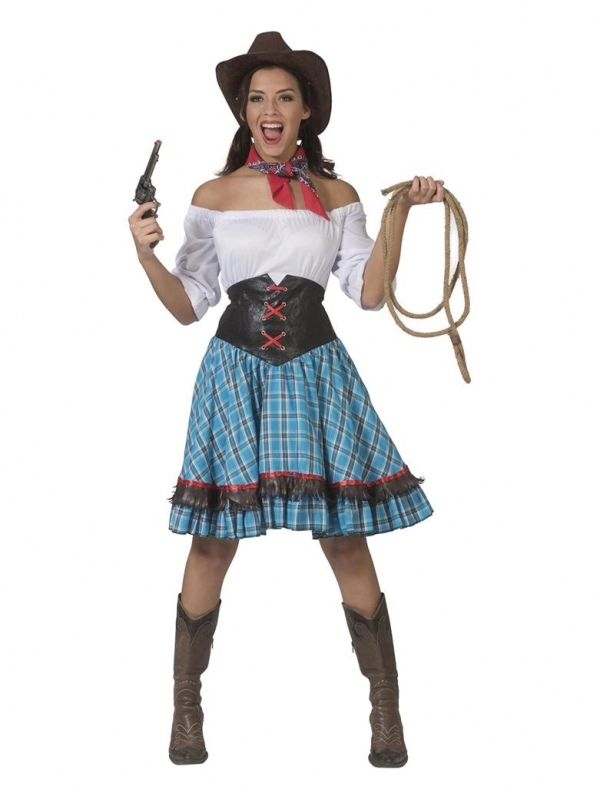 Déguisement Cowgirl Femme Avec Robe Sexy à Carreaux 2 Déguisement Cowgirl Femme Avec Robe Sexy à Carreaux – Image 2