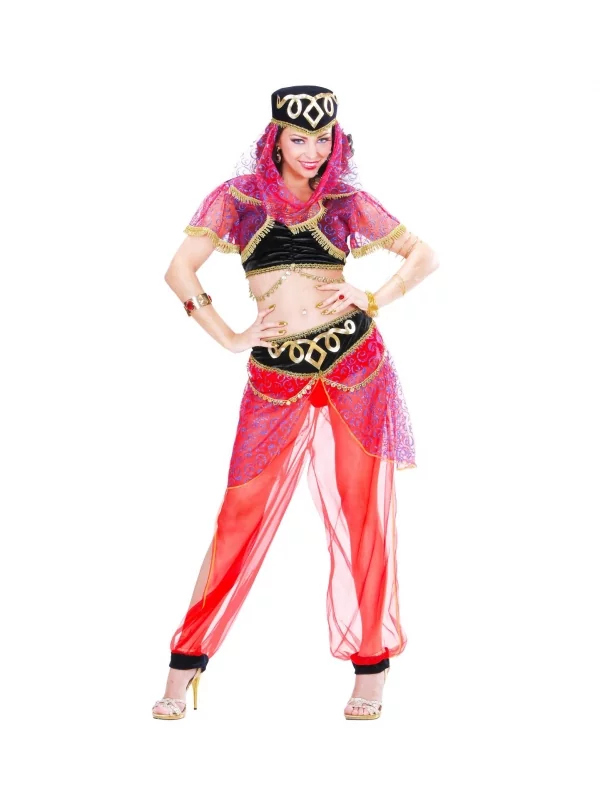 WIDMANN Déguisement Danseuse Du Ventre Femme (top, Pantalon, Coiffe Avec Voile 2 WIDMANN Déguisement Danseuse Du Ventre Femme (top, Pantalon, Coiffe Avec Voile – Image 2