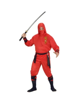 WIDMANN Déguisement Dragon Ninja Rouge Homme (veste à Capuche, Pantalon, Ceinture, Masque, Liens Pour Les Bras Et Les Jambes) -WIDMANN Soldes deguisement dragon ninja rouge homme veste a capuche pantalon ceinture masque liens pour les bras et les jambes 2