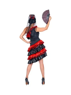 WIDMANN Déguisement Espagnole Femme Rouge Et Noir (robe, Coiffe Avec Voile) -WIDMANN Soldes deguisement espagnole femme rouge et noir robe coiffe avec voile 2
