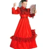 WIDMANN Déguisement Espagnole Fille Rouge Et Noir (robe Avec Jupon, Ceinture, Coiffe Avec Voile)