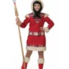 Déguisement Esquimau Femme Rouge - Motifs Ethniques Et Fausse Fourrure