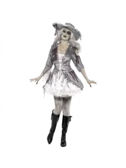 Smiffys Déguisement Fantôme Pirate Femme Gris Et Blanc (robe & Chapeau)