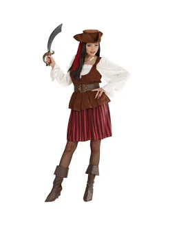 WIDMANN Déguisement Femme Pirate (robe Avec Gilet, Ceinture, Sur-bottes, Bandeau, Chapeau)