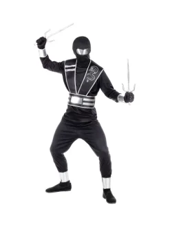 WIDMANN Déguisement Garçon Ninja Noir Et Argent (haut, Pantalon, Tabard, Ceinture, Protège-bras Et Jambes, Gants, Masque) -WIDMANN Soldes deguisement garcon ninja noir et argent haut pantalon tabard ceinture protege bras et jambes gants masque 1