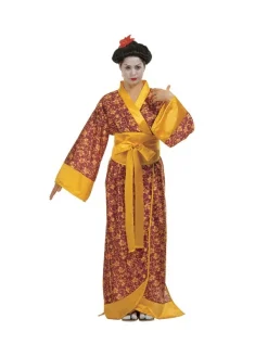 WIDMANN Déguisement Geisha Femme, Jaune Et Bordeaux (kimono, Ceinture)