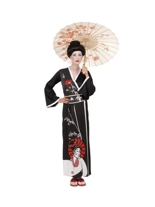 WIDMANN Déguisement Geisha Femme (kimono, Ceinture, Peignes) 2 WIDMANN Déguisement Geisha Femme (kimono, Ceinture, Peignes) – Image 2
