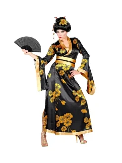 WIDMANN Déguisement Geisha Femme Noir Et Doré (kimono Noir Et Or, Ceinture) -WIDMANN Soldes deguisement geisha femme noir et dore kimono noir et or ceinture 1