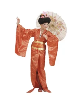 WIDMANN Déguisement Geisha Orange (kimono Orange, Ceinture)