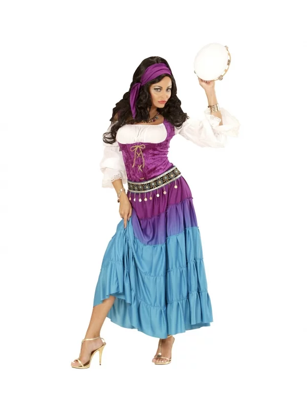 WIDMANN Déguisement Gitane Femme (robe, Ceinture à Pièces, Foulard) 1 WIDMANN Déguisement Gitane Femme (robe, Ceinture à Pièces, Foulard)