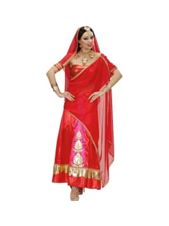 WIDMANN Déguisement Hindou Rouge, Femme (top, Jupe, Bande Voilée, Couvre-chef Avec Voile, Bracelets, Gants, Nu-pieds) 7 WIDMANN Déguisement Hindou Rouge, Femme (top, Jupe, Bande Voilée, Couvre-chef Avec Voile, Bracelets, Gants, Nu-pieds) -WIDMANN Soldes deguisement hindou rouge femme top jupe bande voilee couvre chef avec voile bracelets gants nu pieds 3