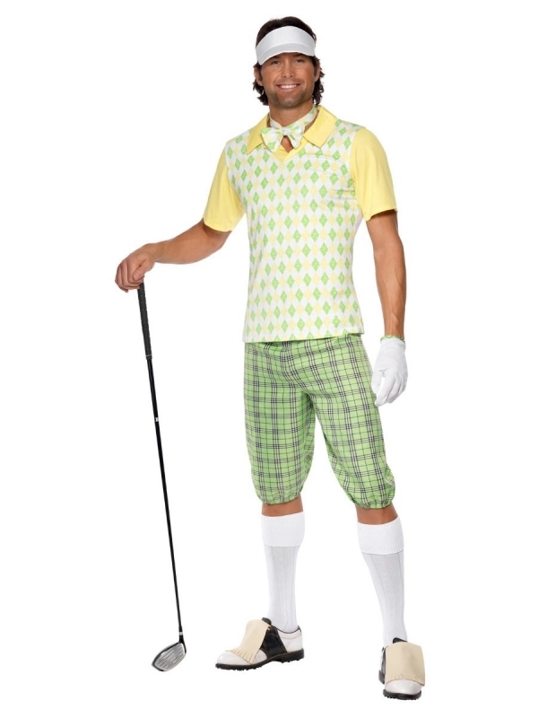 Smiffys Déguisement Joueur De Golf Vert Et Jaune (haut, Pantacourt & La Visière) 4 Smiffys Déguisement Joueur De Golf Vert Et Jaune (haut, Pantacourt & La Visière) – Image 4