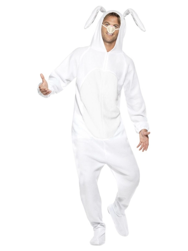 Smiffys Déguisement Lapin Blanc Adulte (combinaison Avec Capuche, Nez) 2 Smiffys Déguisement Lapin Blanc Adulte (combinaison Avec Capuche, Nez) – Image 2