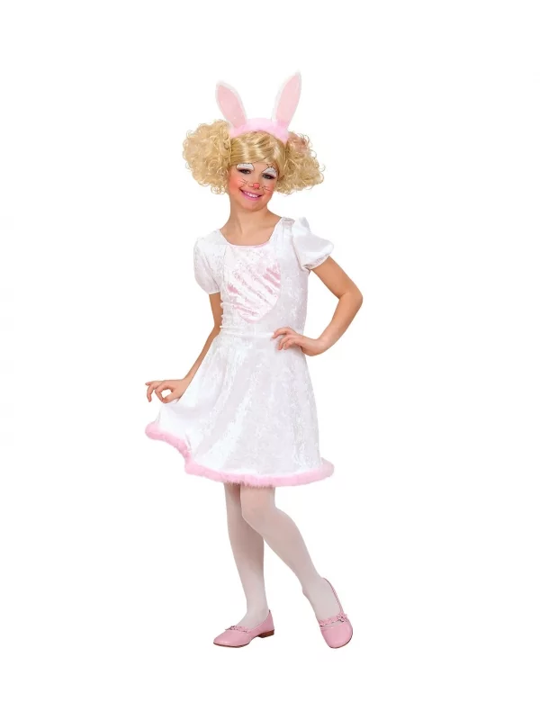 WIDMANN Déguisement Lapine Blanc Fille (robe Avec Queue Et Oreilles) 2 WIDMANN Déguisement Lapine Blanc Fille (robe Avec Queue Et Oreilles) – Image 2