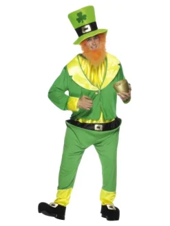 Smiffys Déguisement Leprechaun Saint Patrick Homme (combinaison, Veste, Chapeau, Barbe Rousse)