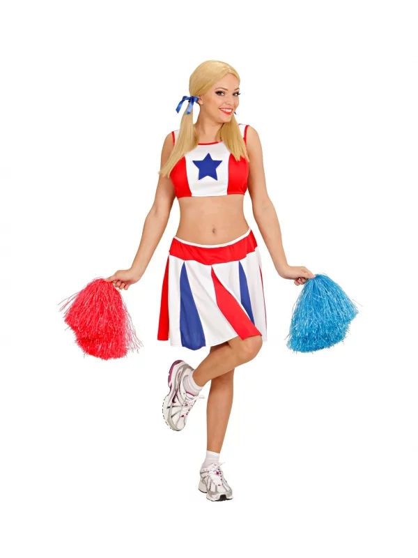 WIDMANN Déguisement Majorette Femme, Bleu, Blanc, Rouge (top, Jupe) 1 WIDMANN Déguisement Majorette Femme, Bleu, Blanc, Rouge (top, Jupe)