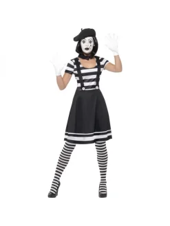 Smiffys Déguisement Mime Femme (robe, Col, Béret, Gants, Collants Et Maquillage)