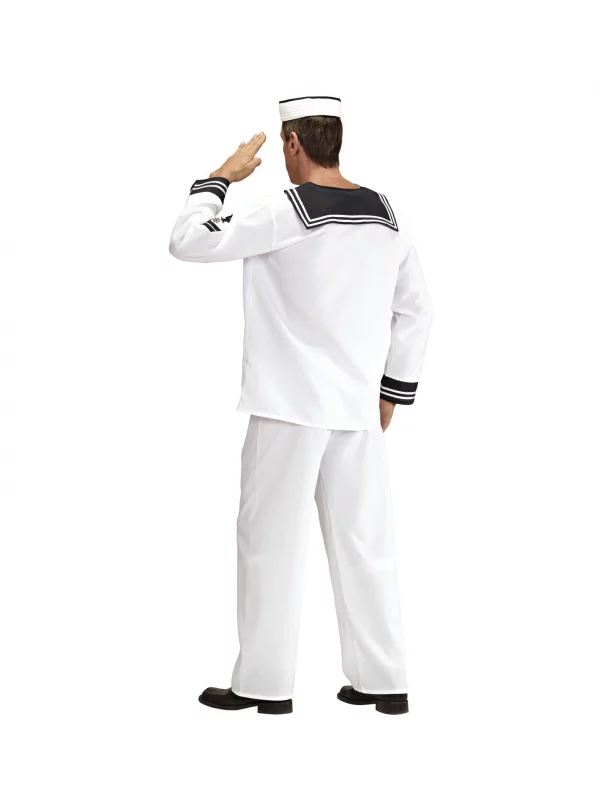 WIDMANN Déguisement Navy Homme Blanc (casaque, Pantalon, Bob) 3 WIDMANN Déguisement Navy Homme Blanc (casaque, Pantalon, Bob) – Image 3