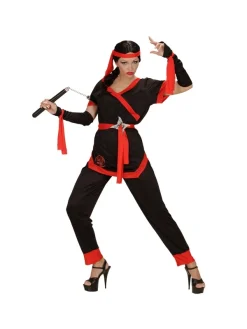 WIDMANN Déguisement Ninja Femme Rouge Et Noir (veste, Pantalon, Ceinture, Gants Sans Doigts, Lacets, Bandeau) -WIDMANN Soldes deguisement ninja femme rouge et noir veste pantalon ceinture gants sans doigts lacets bandeau 1