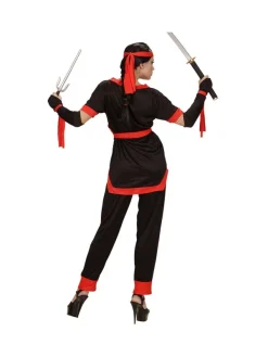 WIDMANN Déguisement Ninja Femme Rouge Et Noir (veste, Pantalon, Ceinture, Gants Sans Doigts, Lacets, Bandeau) -WIDMANN Soldes deguisement ninja femme rouge et noir veste pantalon ceinture gants sans doigts lacets bandeau 2