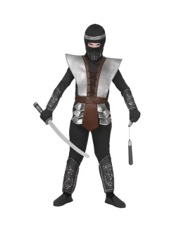 WIDMANN Déguisement Ninja Garçon (haut, Pantalon, Tabard, Ceinture, Protège-bras, Protège-jambes, Cagoule) -WIDMANN Soldes deguisement ninja garcon haut pantalon tabard ceinture protege bras protege jambes cagoule 1