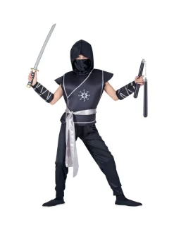 WIDMANN Déguisement Ninja Garçon Noir Et Gris (gilet Avec Armure, Pantalon, Ceinture, Coudières, Cagoule) -WIDMANN Soldes deguisement ninja garcon noir et gris gilet avec armure pantalon ceinture coudieres cagoule 1