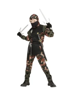 WIDMANN Déguisement Ninja Militaire Garçon (casaque Avec Capuche Et Lacets, Pantalon Avec Lacets, Ceinture, Masque) -WIDMANN Soldes deguisement ninja militaire garcon casaque avec capuche et lacets pantalon avec lacets ceinture masque 1