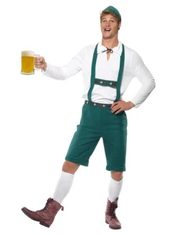 Smiffys Déguisement Oktoberfest Bavarois Homme (short à Bretelles, Haut, Chapeau)