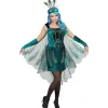 WIDMANN Déguisement Paon Femme, Vert (robe Avec Voiles, Chauffe-bras, Bandeau)