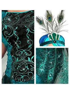 WIDMANN Déguisement Paon Femme, Vert (robe Avec Voiles, Chauffe-bras, Bandeau) -WIDMANN Soldes deguisement paon femme vert robe avec voiles chauffe bras bandeau 2