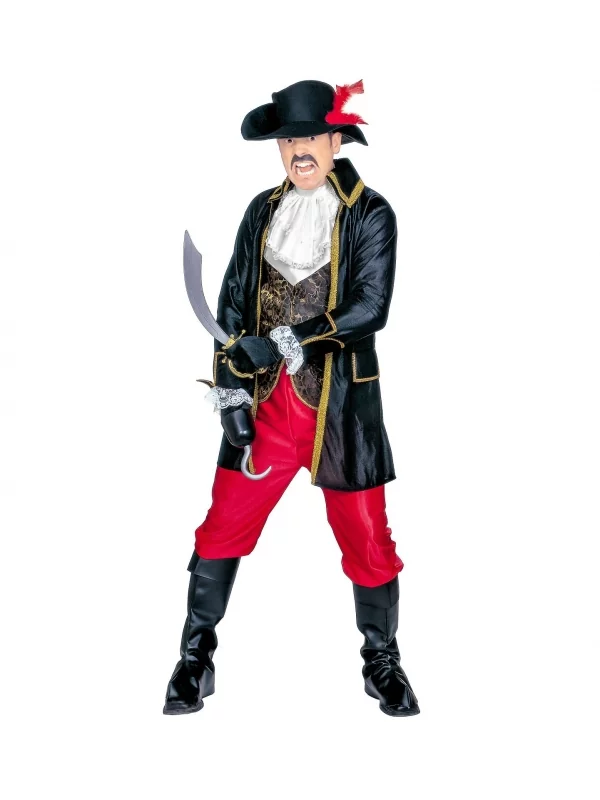 WIDMANN Déguisement Pirate Boucanier Homme (par Dessus, Veste, Gilet, Jabot, Pantalon, Sur-bottes, Chapeau Avec Plume) 2 WIDMANN Déguisement Pirate Boucanier Homme (par Dessus, Veste, Gilet, Jabot, Pantalon, Sur-bottes, Chapeau Avec Plume) – Image 2