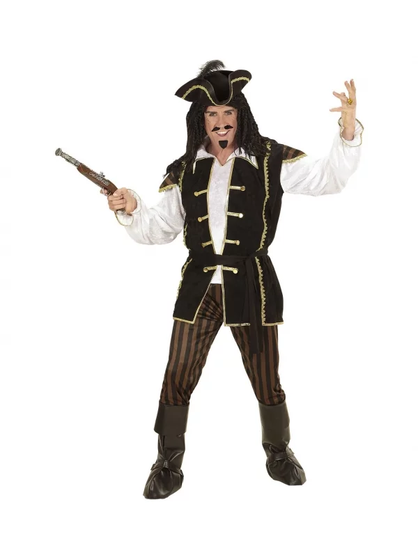 WIDMANN Déguisement Pirate Capitaine Homme (chemise Avec Veston, Pantalon, Ceinture, Chapeau à Plumes, Couvre-bottes) 1 WIDMANN Déguisement Pirate Capitaine Homme (chemise Avec Veston, Pantalon, Ceinture, Chapeau à Plumes, Couvre-bottes)