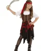 WIDMANN Déguisement Pirate Fille Rouge Et Noir (robe, Corset, Bandeau)