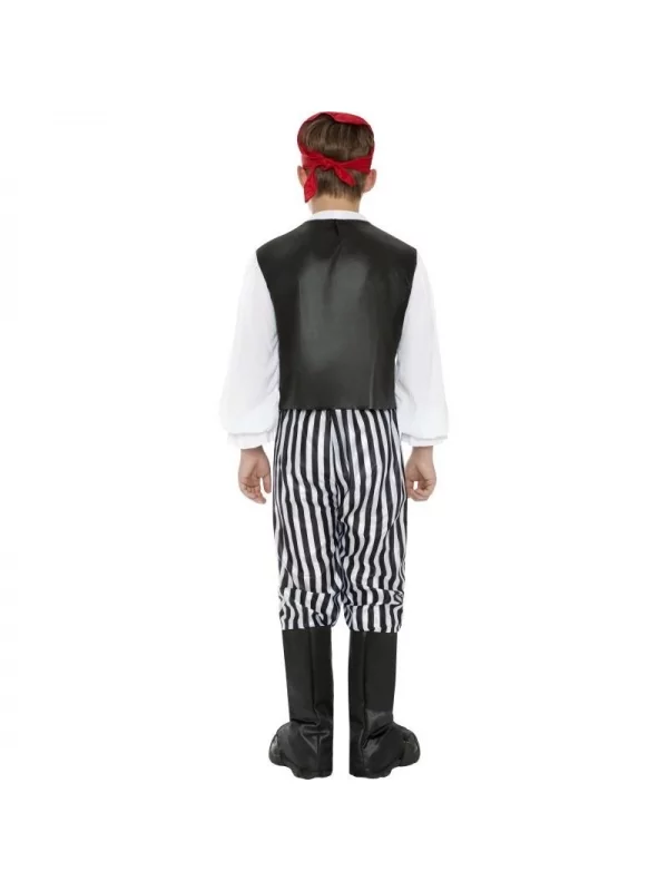 Smiffys Déguisement Pirate Garçon Noir Et Blanc (chemise, Pantalon, Sur-bottes, Foulard, Ceinture) 3 Smiffys Déguisement Pirate Garçon Noir Et Blanc (chemise, Pantalon, Sur-bottes, Foulard, Ceinture) – Image 3