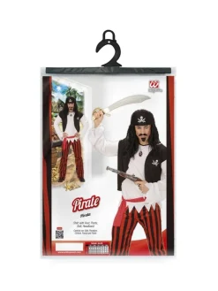 WIDMANN Déguisement Pirate Homme (chemise Avec Veston, Pantalon Rayé Rouge, Ceinture, Bandeau) -WIDMANN Soldes deguisement pirate homme chemise avec veston pantalon raye rouge ceinture bandeau 3