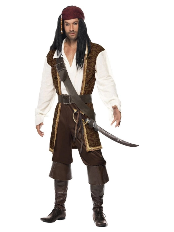 Smiffys Déguisement Pirate Homme (veste, Pantacourt, Baudrier, Ceinture, Foulard) 1 Smiffys Déguisement Pirate Homme (veste, Pantacourt, Baudrier, Ceinture, Foulard)